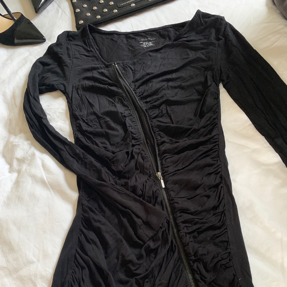 Long Faux Zip Top